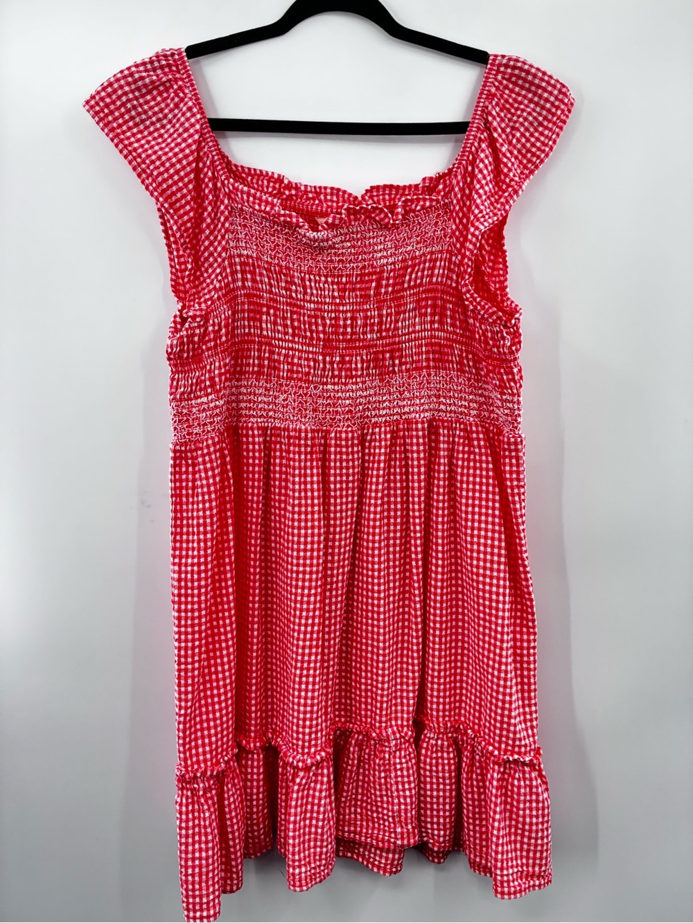 Terra & Sky Red Gingham Smocked Sundress/Tunic size 1X